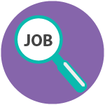 An icon with a magnifier looking for a word "JOB"