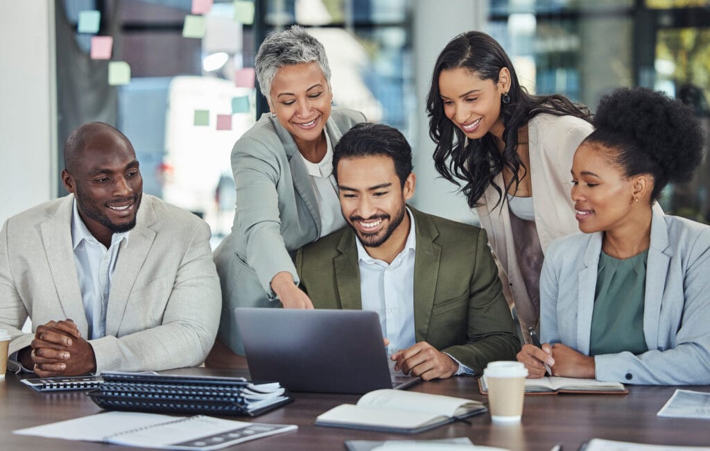 Diverse group of people working together in the office