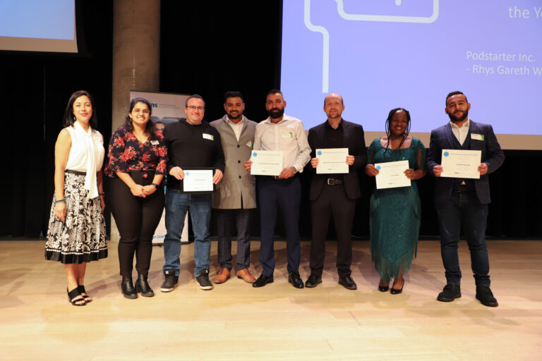 Small Business of the Year winner Podstarter and finalists: The Big Moustache Hair Studio, Starfish Painters, Temi Bakes, and Maritimes Immigration Consulting.