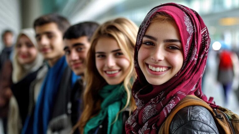 a happy group of young multi ethnic people