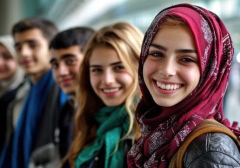 a happy group of young multi ethnic people