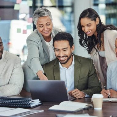 Diverse group of people working together in the office