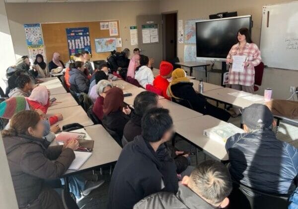 Men and women during a class about gender equality