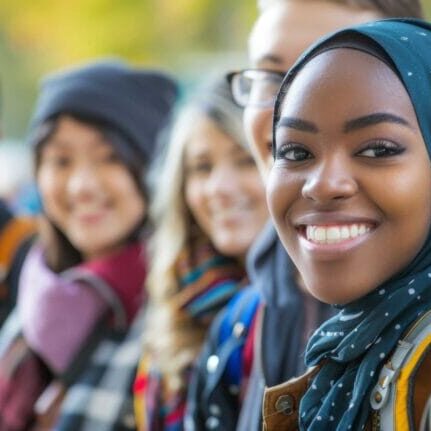 multiethnic group of people smiling