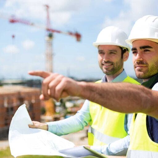 two internationally educated engineers or architects in a construction site