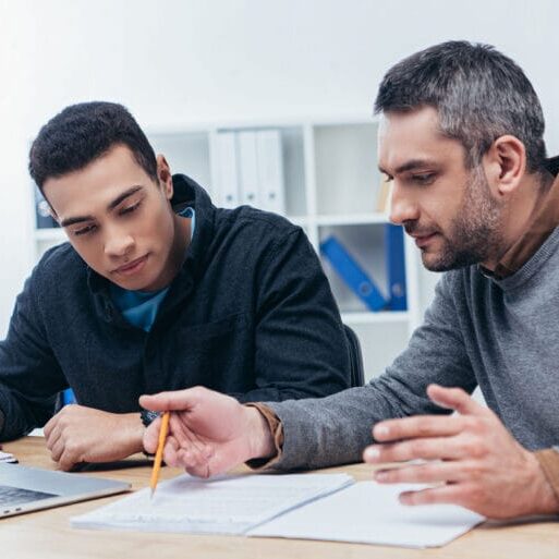 Professional volunteer mentoring a client