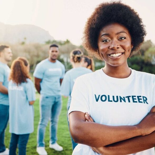 A group of volunteers during an outdoor event